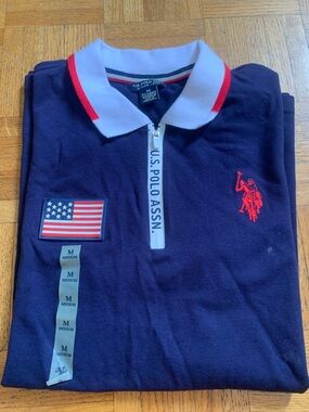 U.S. Polo Assn. Navy Polo with White Collar and Red Accents